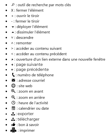 Description des icônes