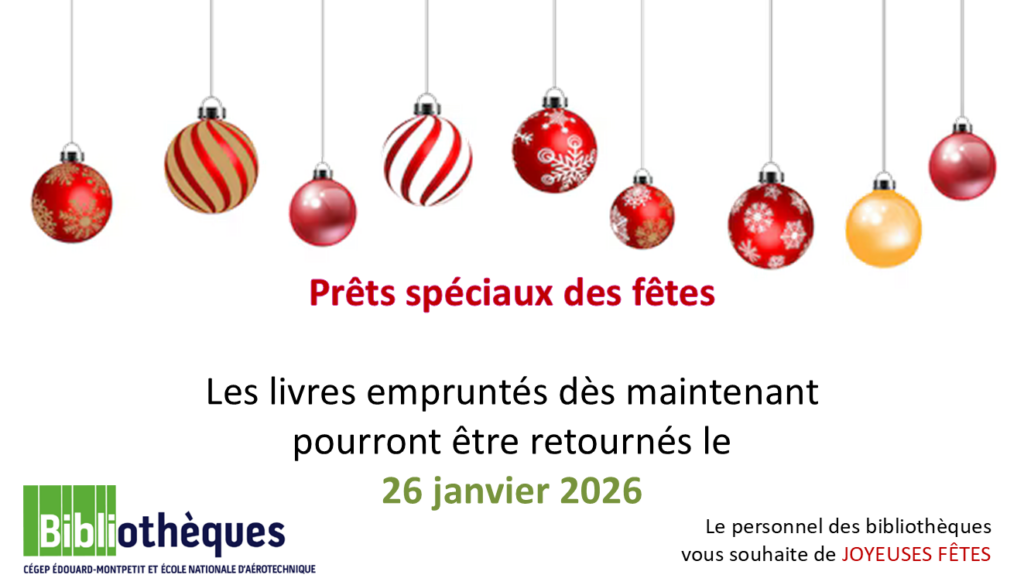 Profitez dès maintenant de prêts de livres d’une durée prolongée pour le temps des fêtes !